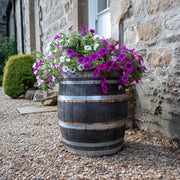 70cm Rustic Silver Full Oak Barrel Planter